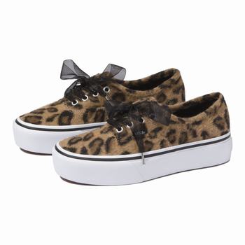 Vans Fuzzy Authentic Platform 2.0 - Naisten Tennarit - Leopardi/Valkoinen